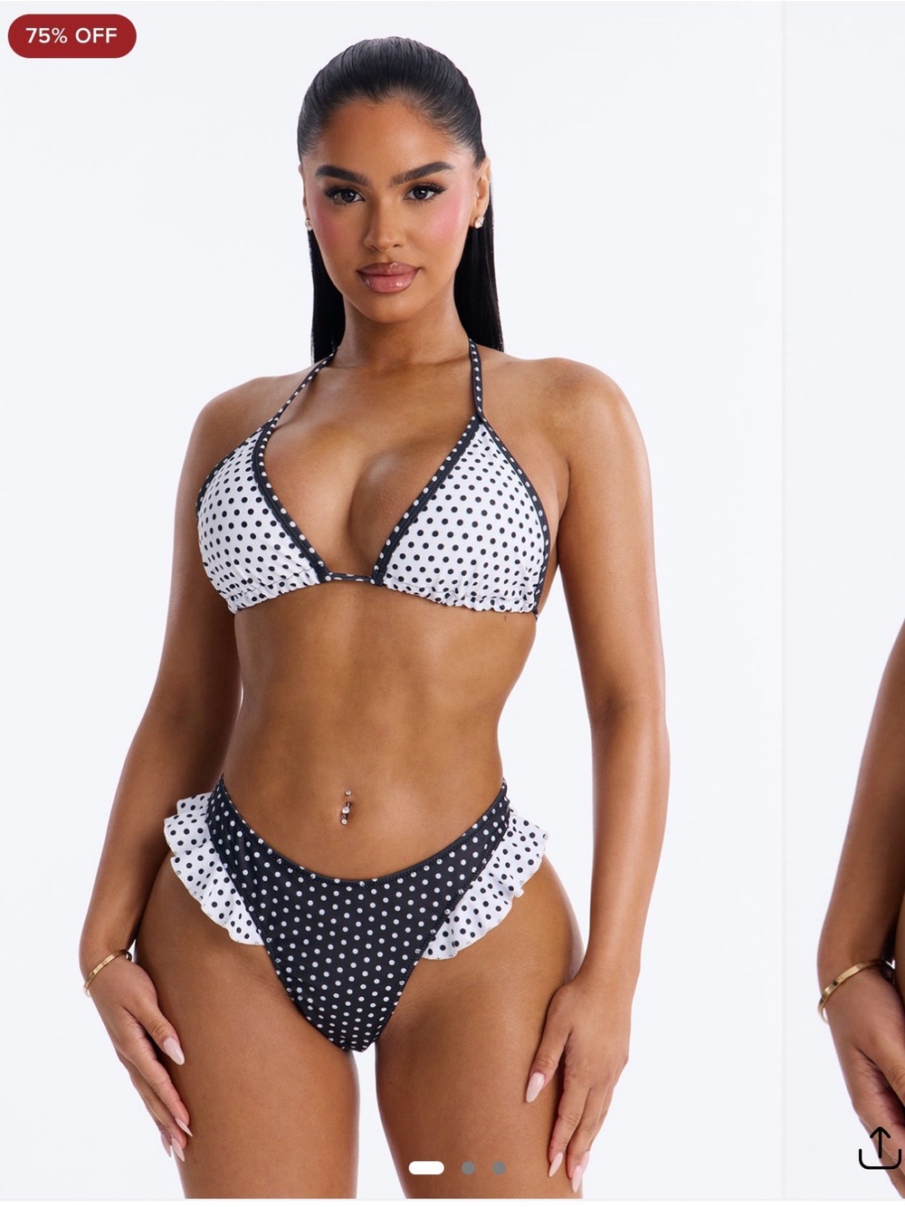 Fashion Nova Black & White Polka Dot Reversible Bikini